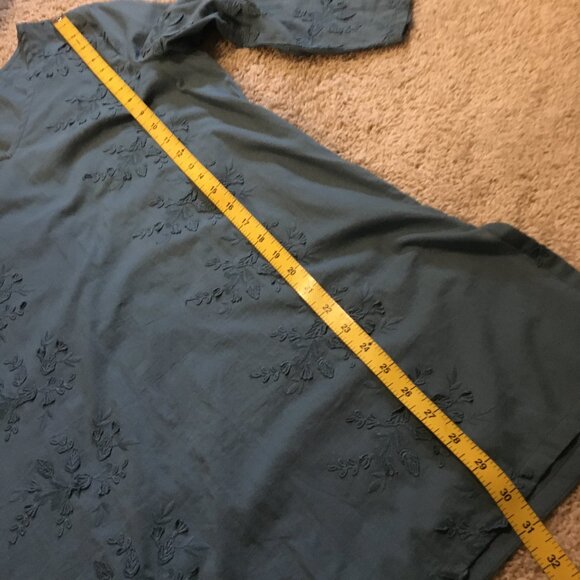 April Cornell Denim Blue Floral Embroidered Cotton Mini Dress Or Top - Picture 15 of 16